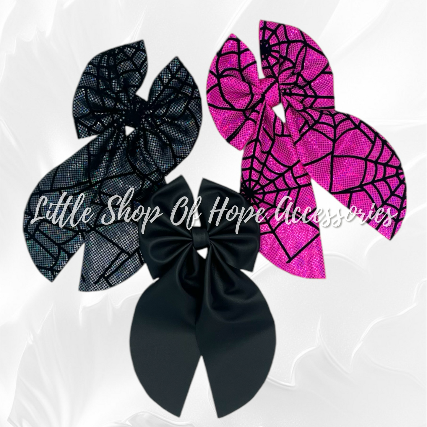 Black Faux Leather Bows
