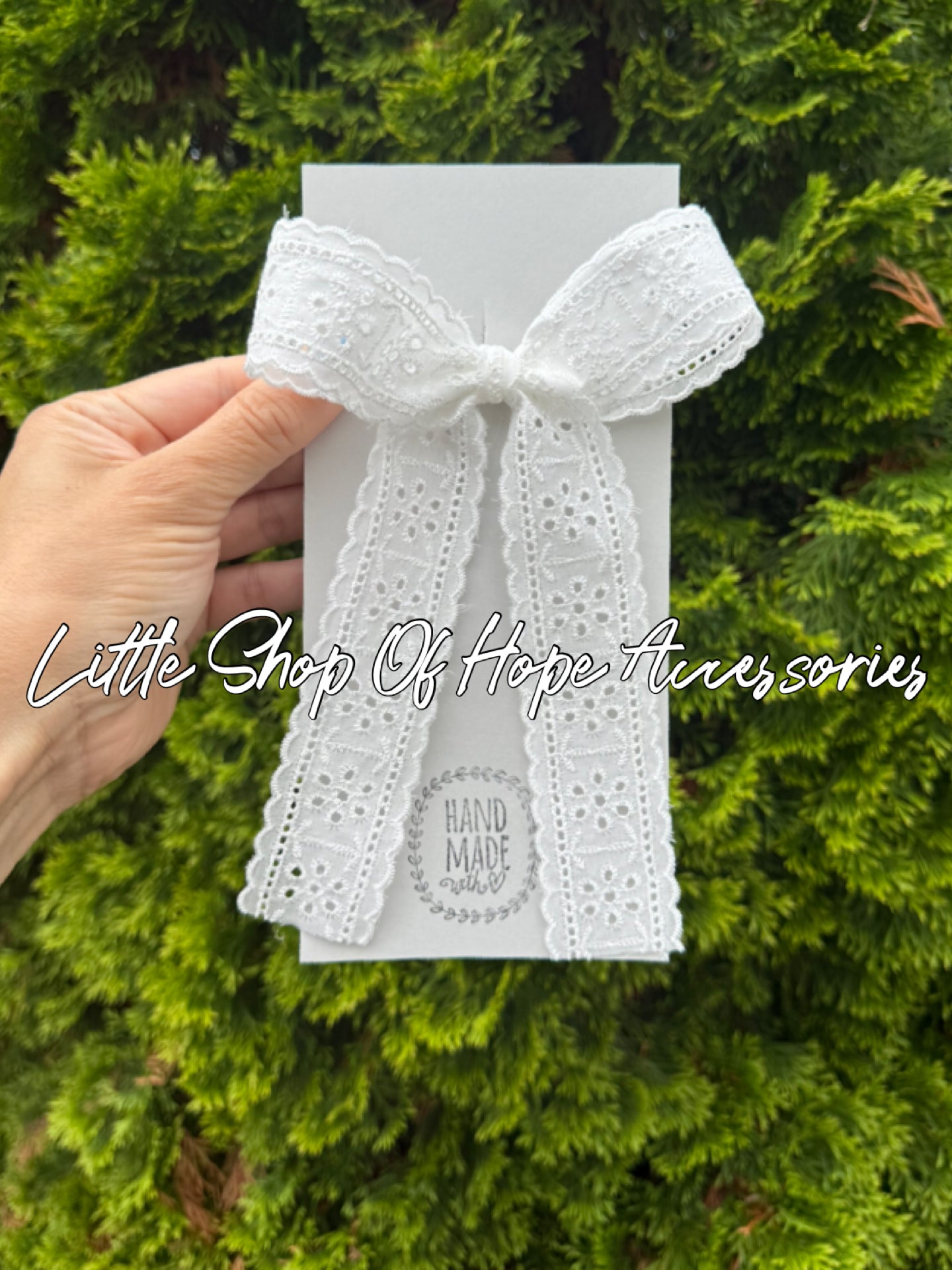 Eyelet Long Tail Ribbon Bow