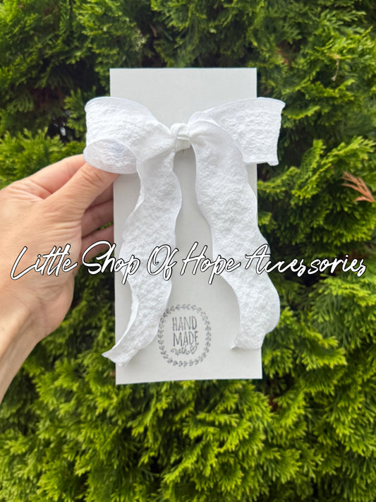 Soft Textured Long Tail Ribbon Bow