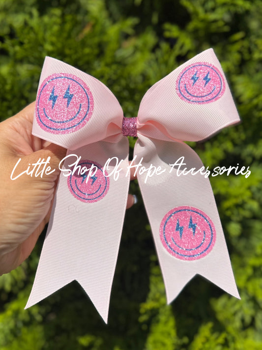 Smiley Faces Long Tail Ribbon Bows