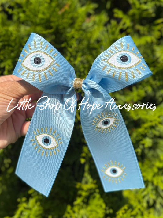 Evil Eye Long Tail Ribbon Bows
