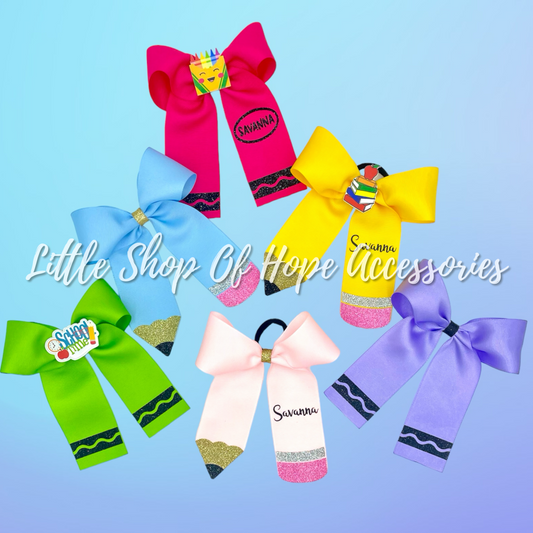 CRAYON Long Tail Ribbon Bows *Personalization Optional
