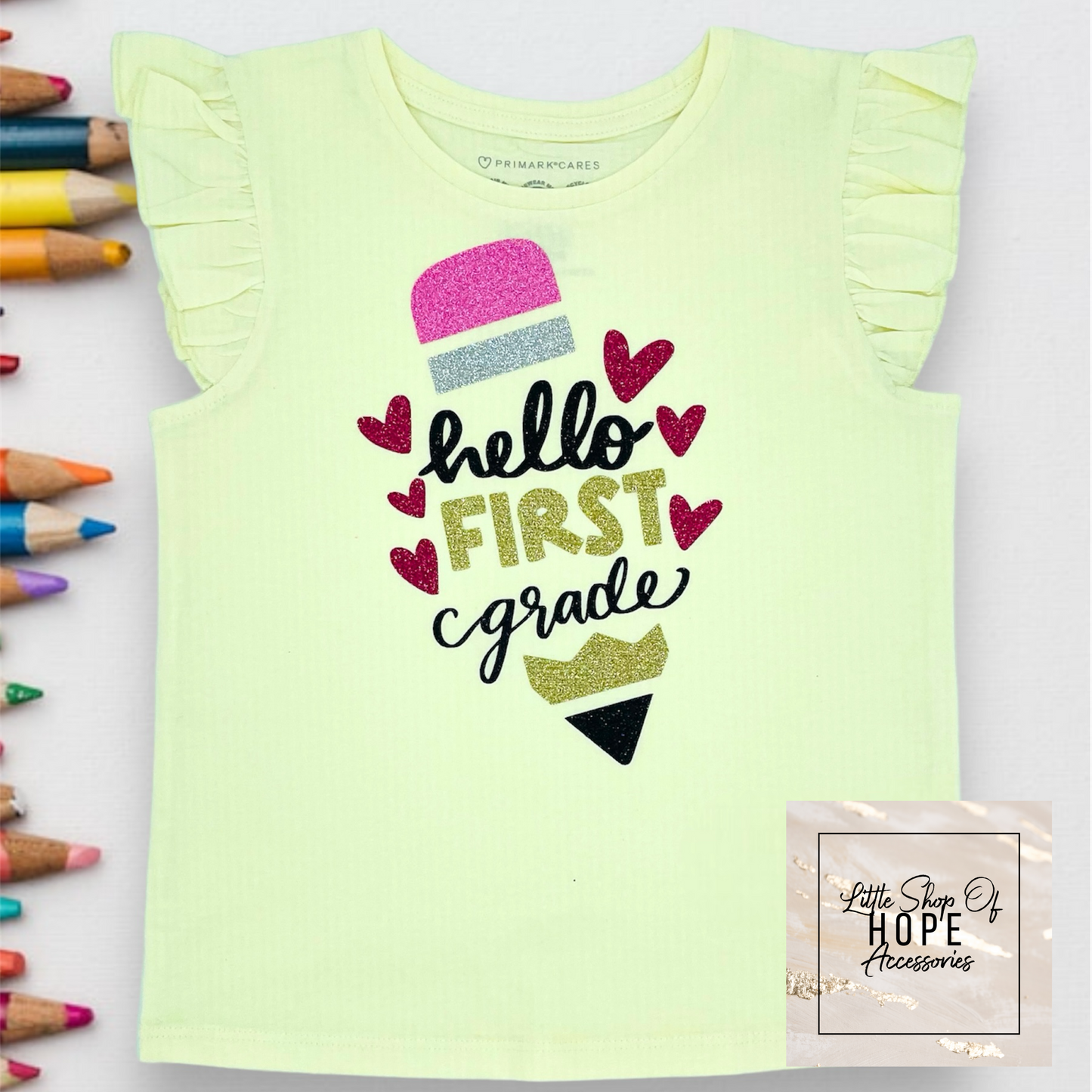 Pencil Hello Grade Flutter Sleeve Tank - Child Size