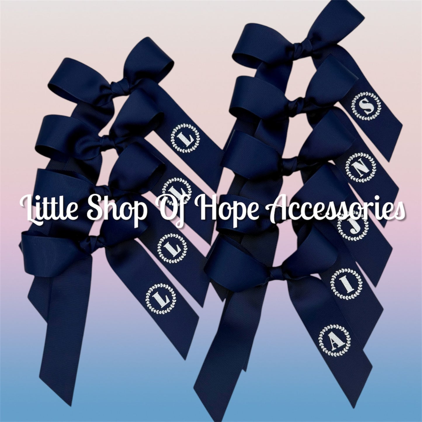 Initial Long Tail Ribbon Bows *Personalization Optional