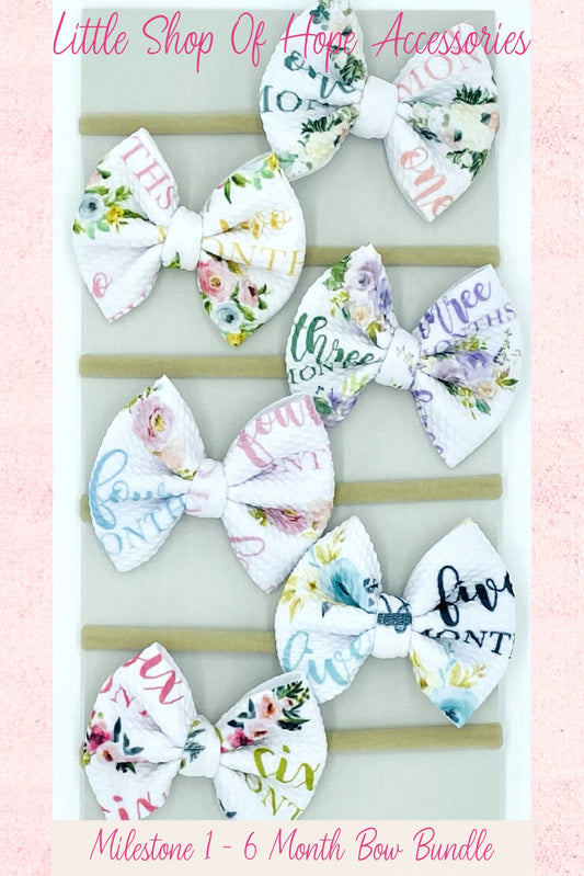 Milestone 3" Bow Bundle (1 Month - 6 Months)