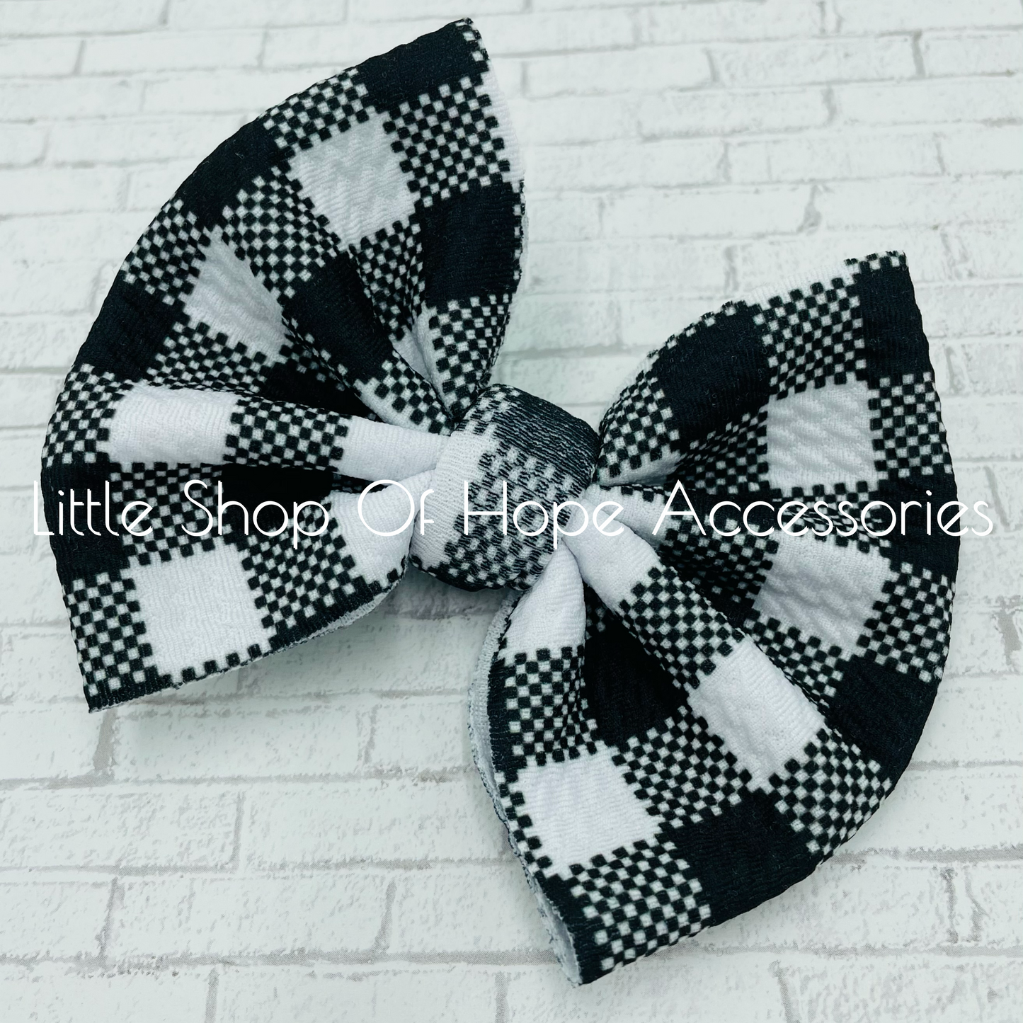 Black + White Buffalo Plaid Bows + Headwraps