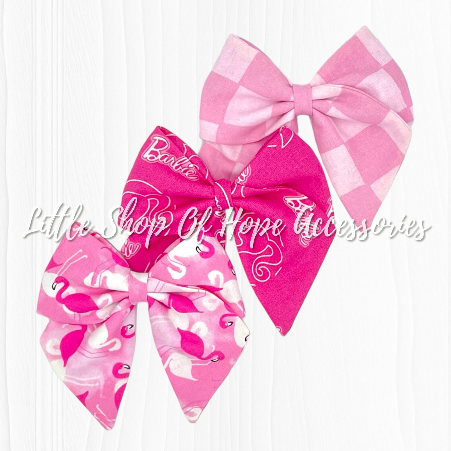 Pink Checkered Bows + Scrunchies *100% Cotton