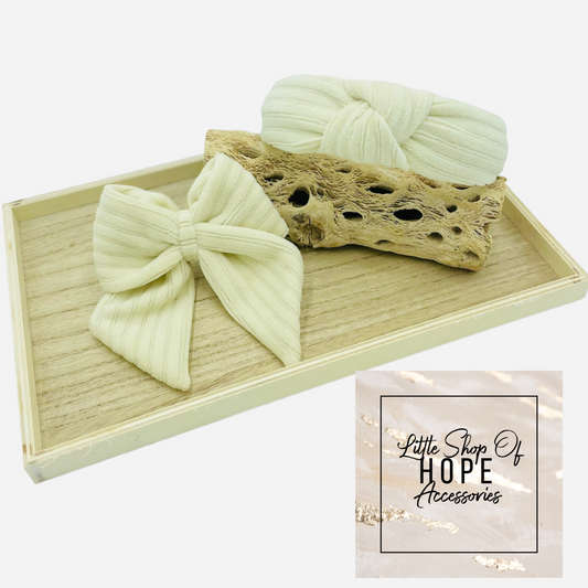 Ivory Chunky Rib Corduroy Bows + Headwraps