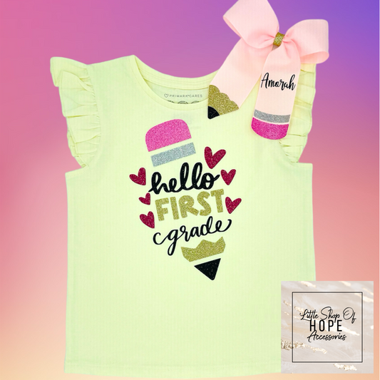 Pencil Hello Grade Flutter Sleeve Tank - Child Size