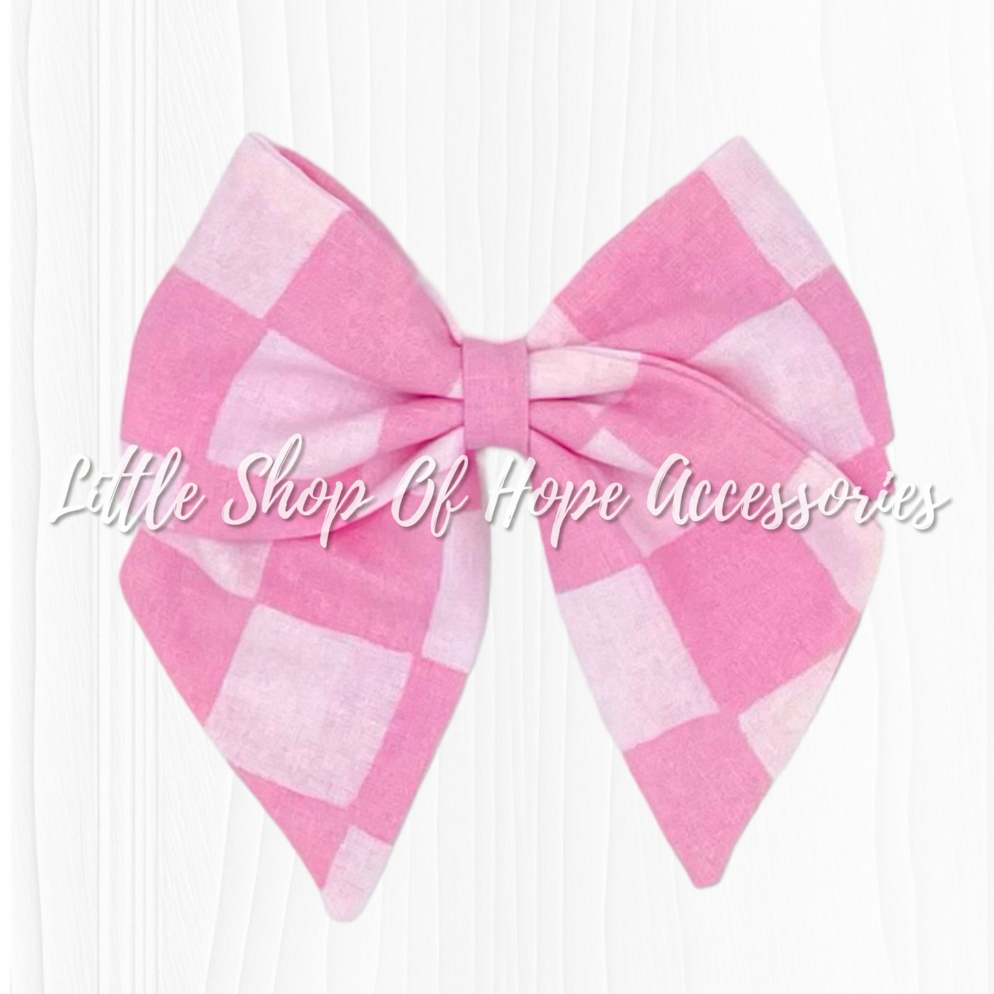 Pink Checkered Bows + Scrunchies *100% Cotton