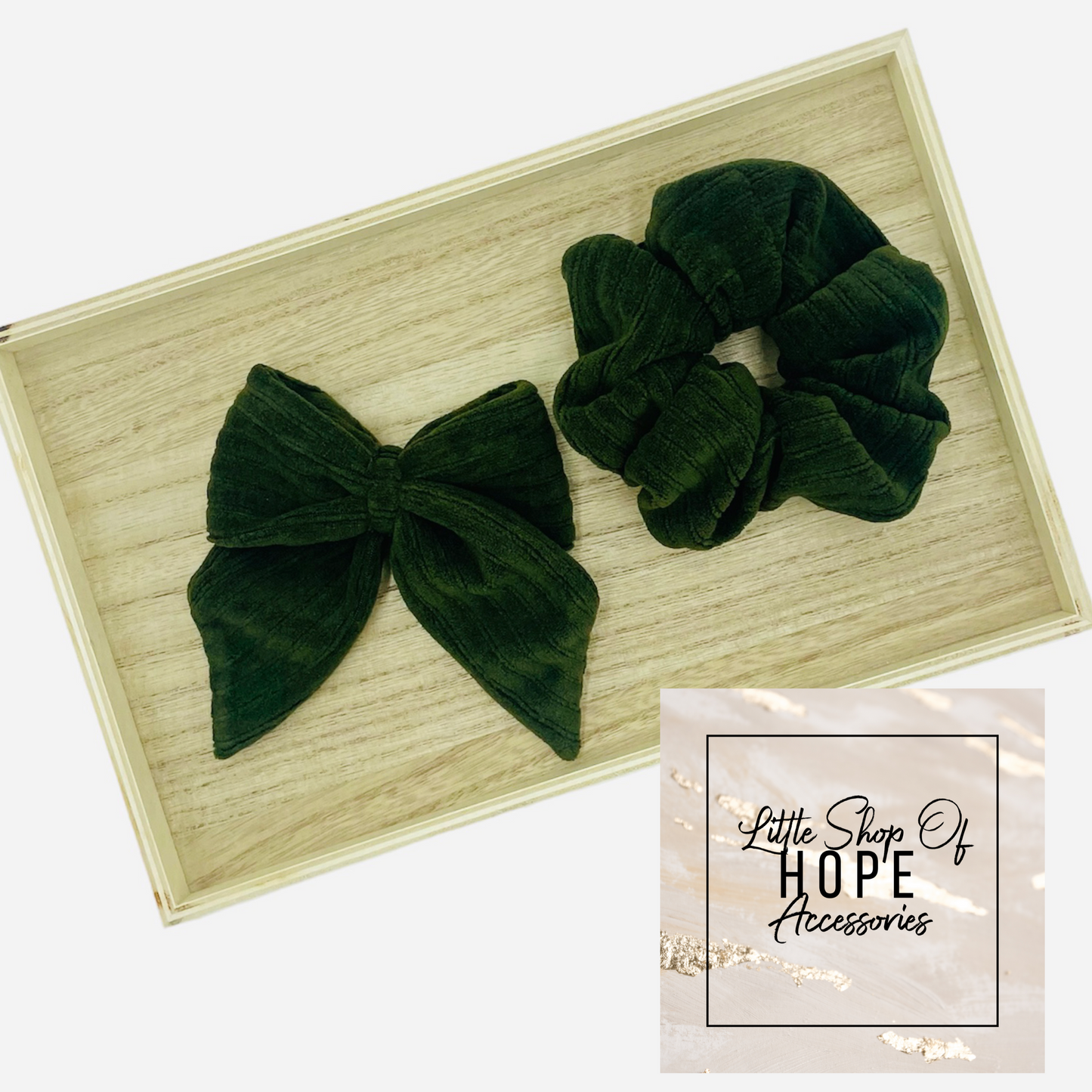 Olive Chunky Rib Corduroy Bows + Headwraps