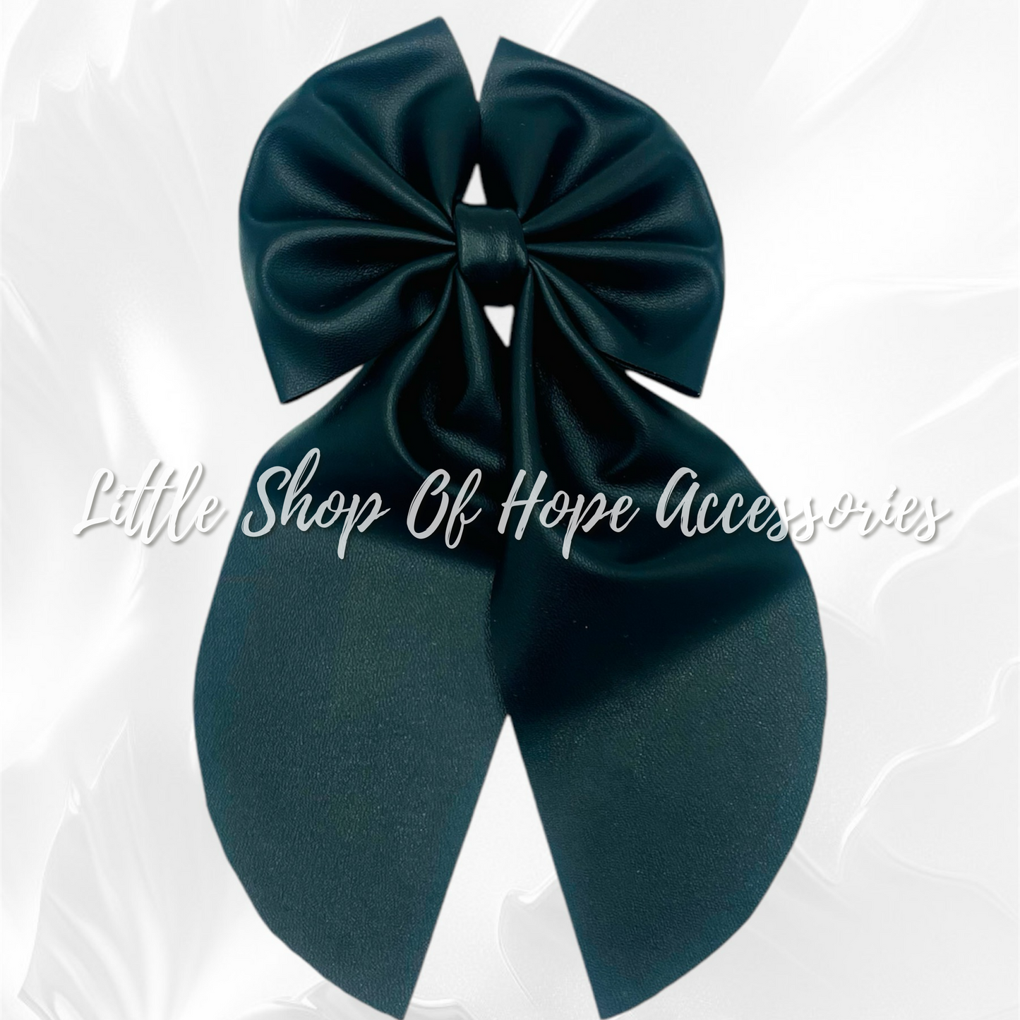 Black Faux Leather Bows