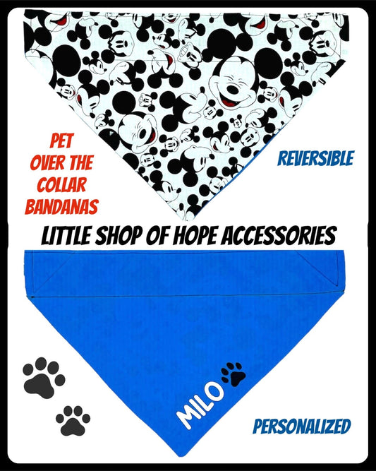 Mouse Print Reversible Pet Bandanas *Optional Personalization