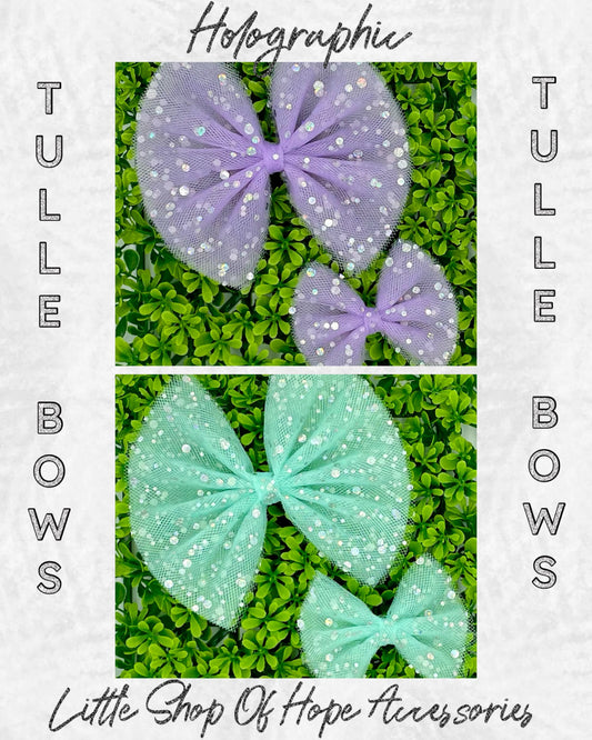 Holo Dot Glitter Tulle Bows