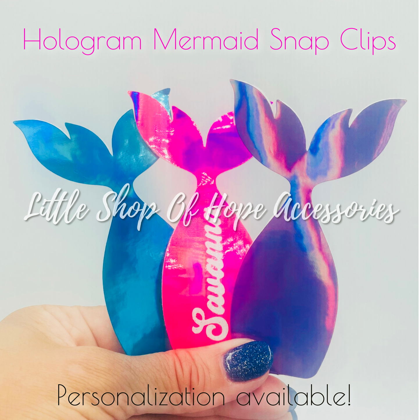 Holo Mermaid Tail Snap Clips