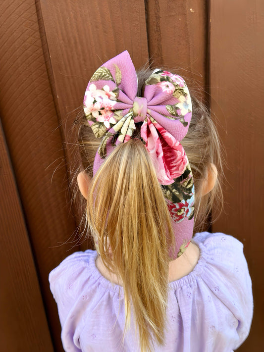 Mauve Floral Bows + Headwraps