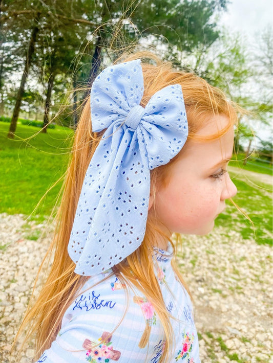 Baby Blue Eyelet Bows + Headwraps