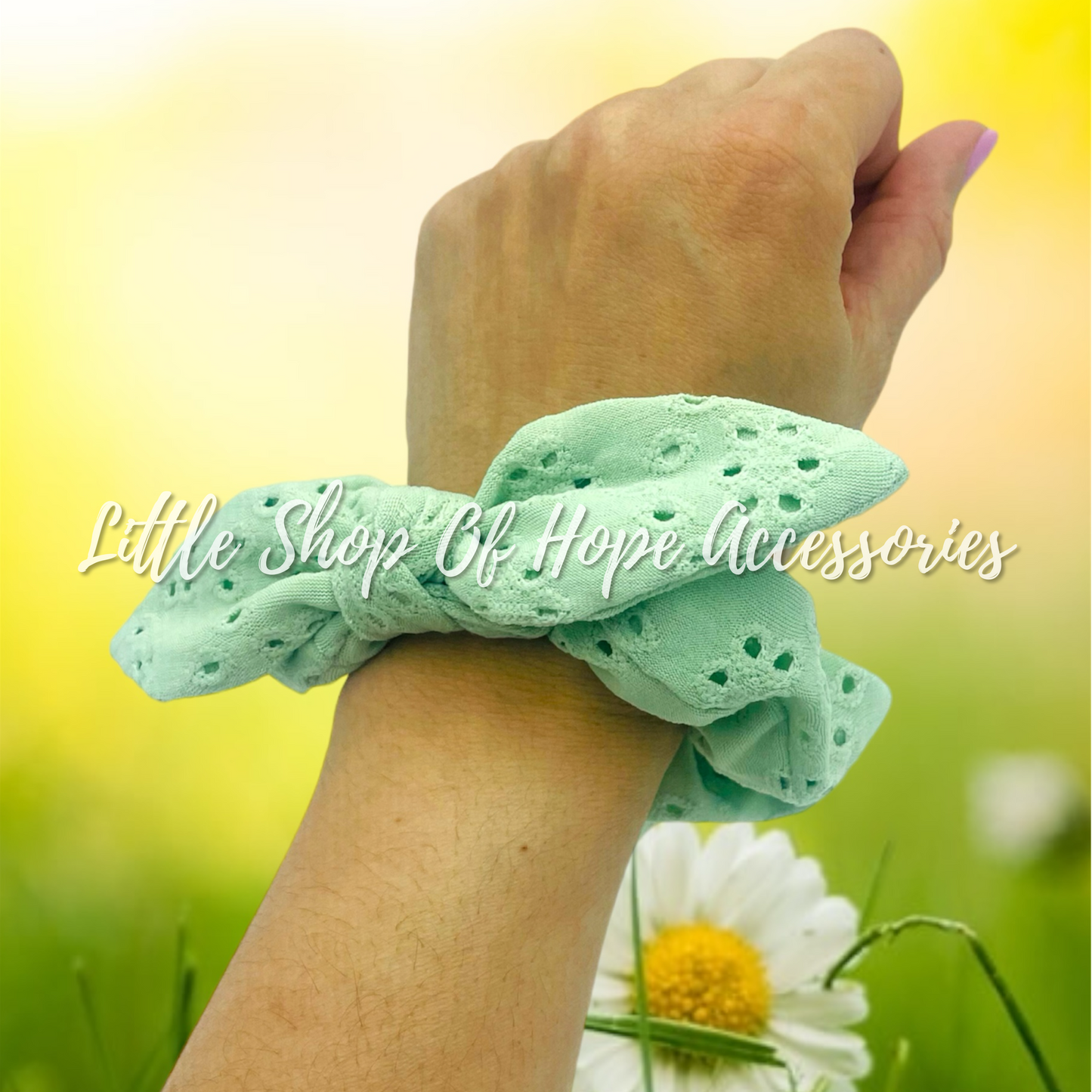 Sage Eyelet Headbands + Scrunchies