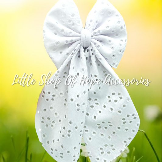 White Eyelet Bows + Headwraps