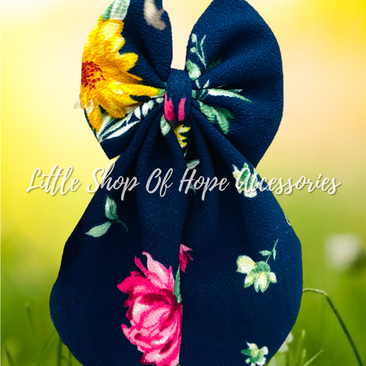 Navy Floral Bows + Headwraps