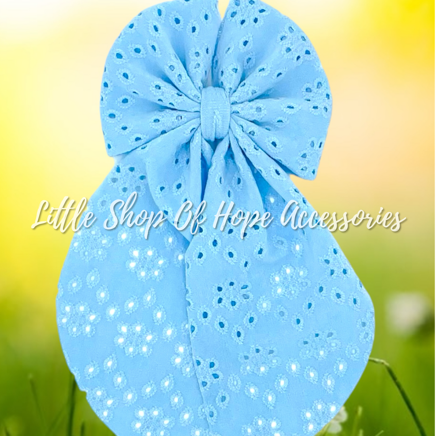 Baby Blue Eyelet Bows + Headwraps