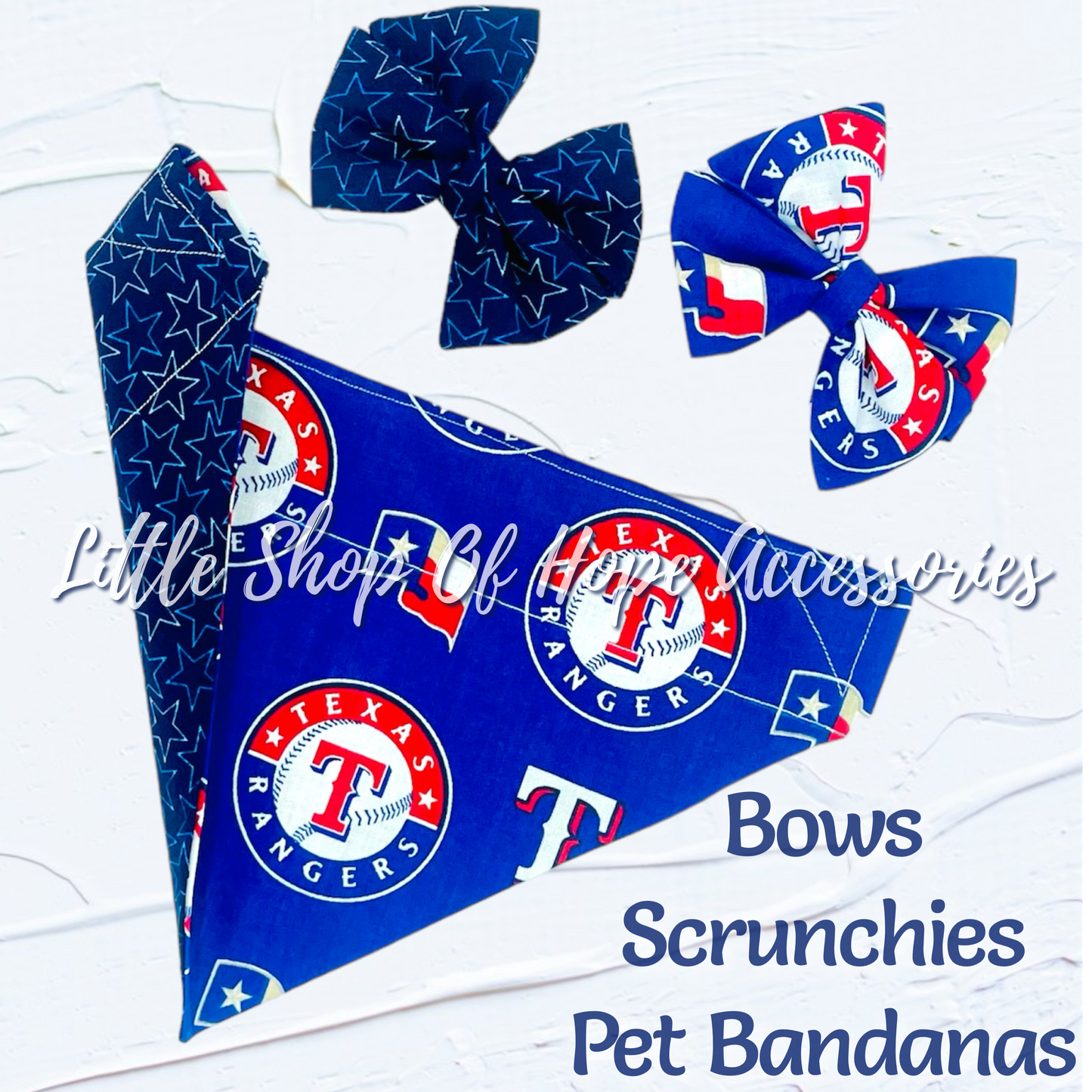 Tex Rangers Bows + Scrunchies *100% Cotton