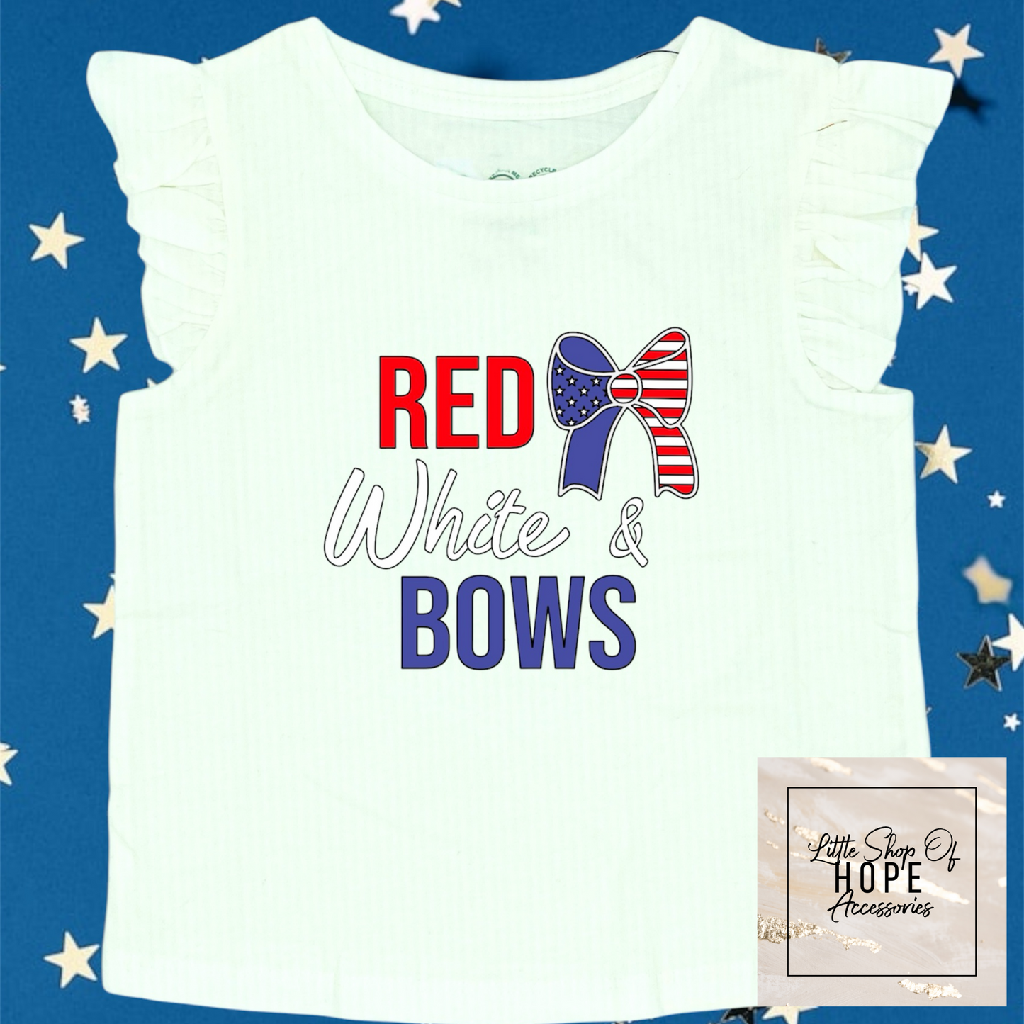 Red White & Bows Flutter Sleeve Tank - Child Size