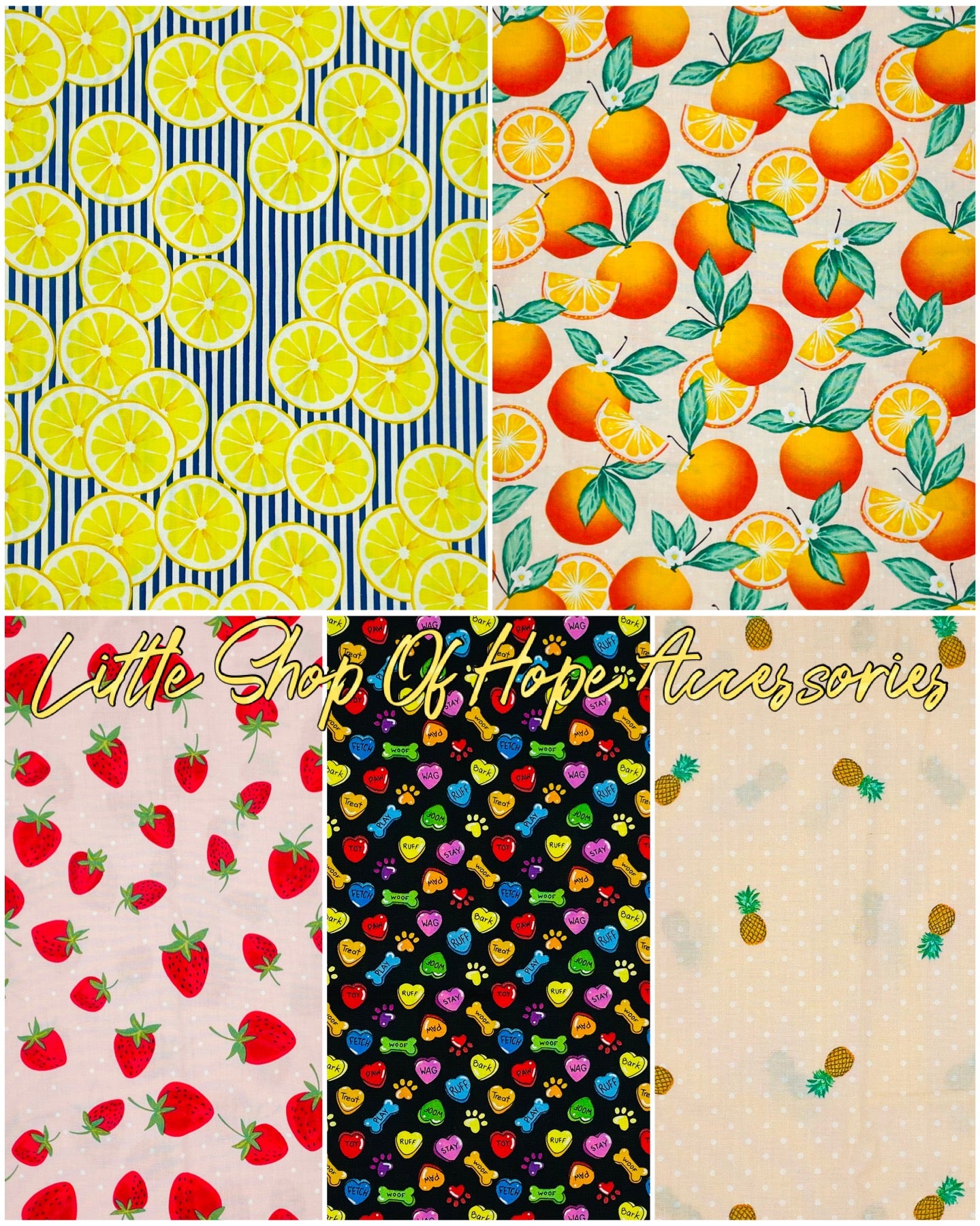 Fruit Print Reversible Pet Bandanas *Optional Personalization