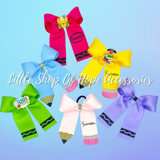 PENCIL Long Tail Ribbon Bows *Personalization Optional