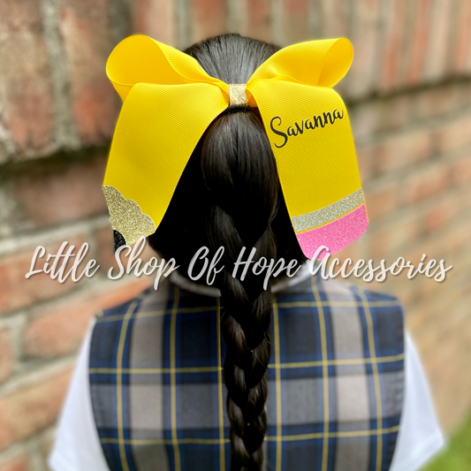 PENCIL Long Tail Ribbon Bows *Personalization Optional