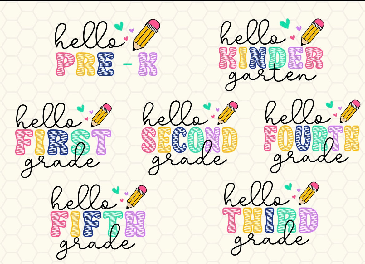 Colorful Hello Grade Tee - Child Size