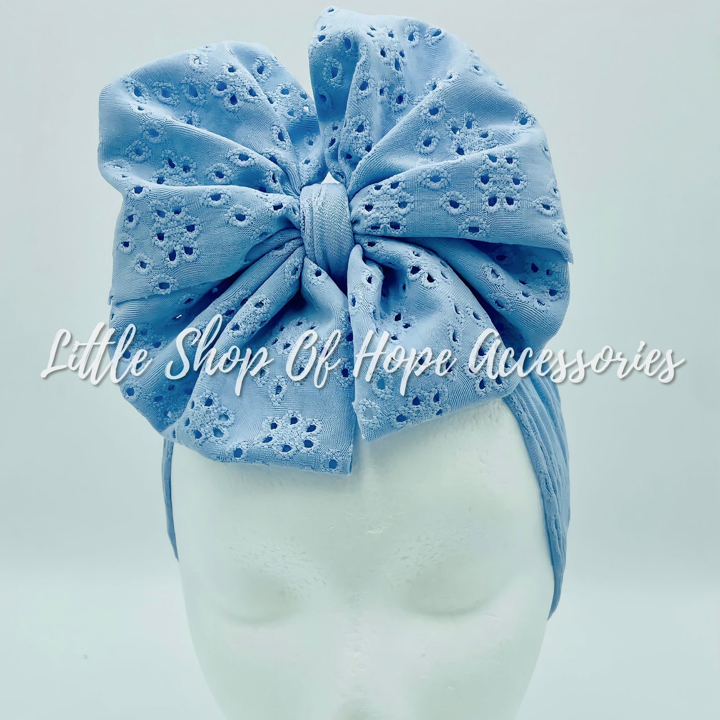 Baby Blue Eyelet Bows + Headwraps