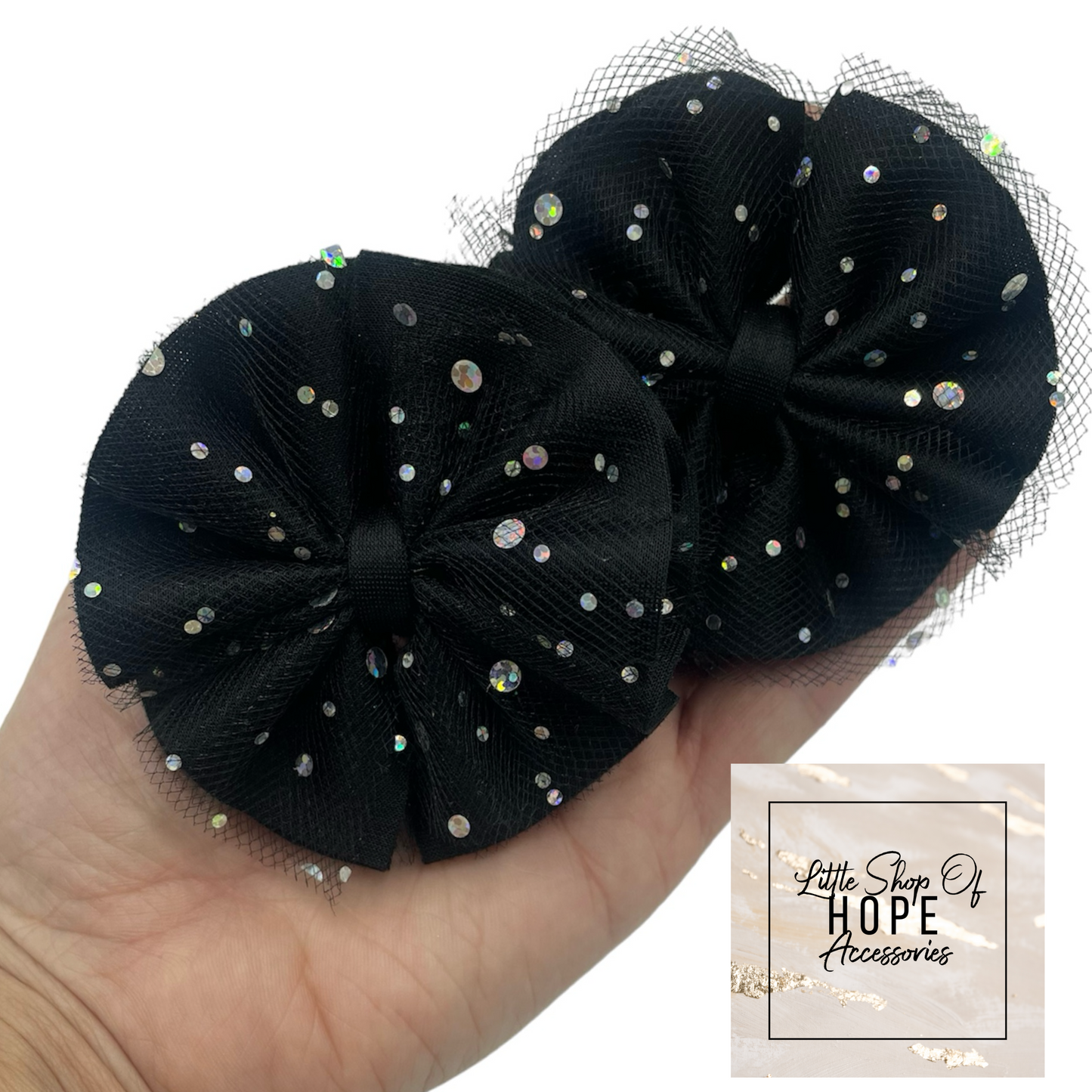 Sparkle Tulle + Scuba Fabric Shredded Bows