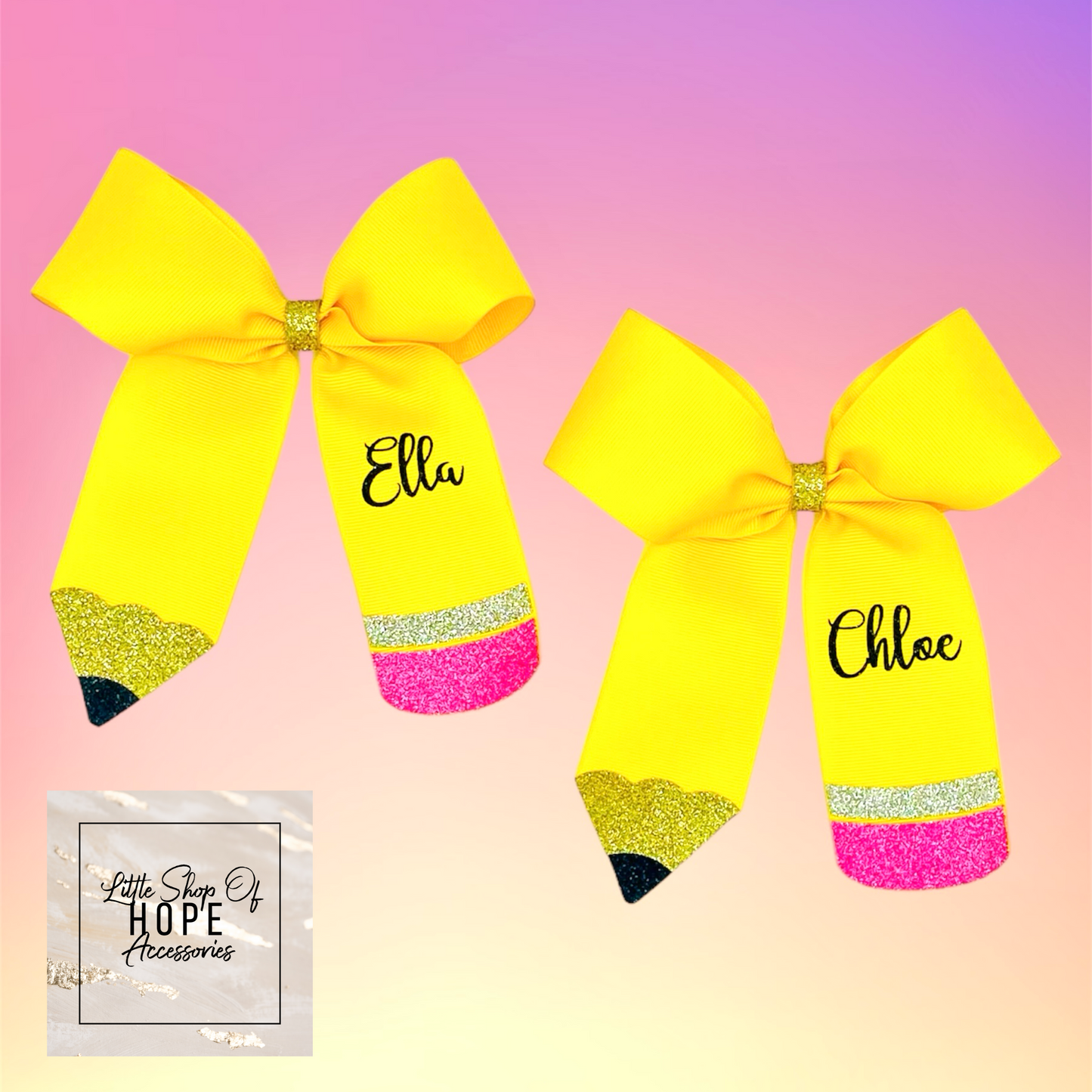 PENCIL Long Tail Ribbon Bows *Personalization Optional