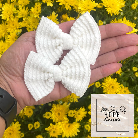 Ivory Wavy Rib Bows + Headwraps