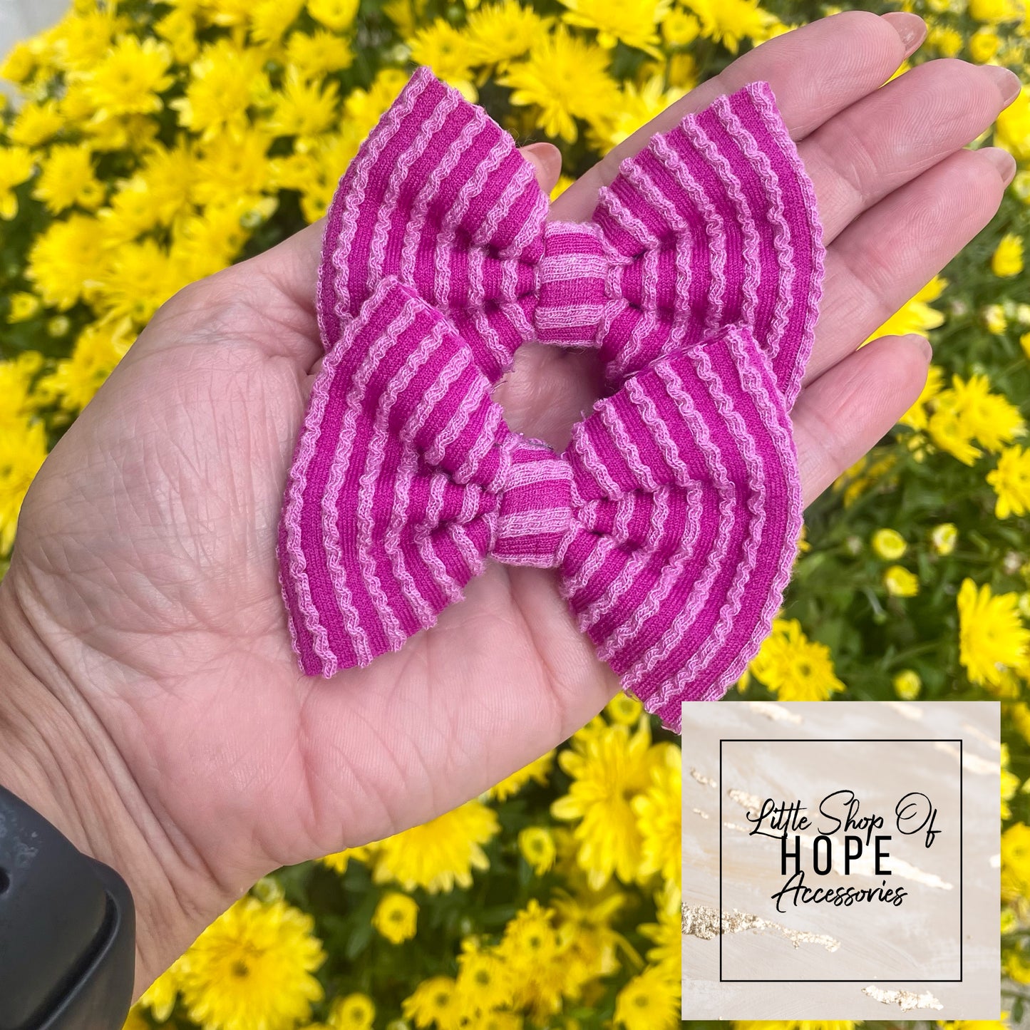 Magenta Wavy Rib Bows + Headwraps