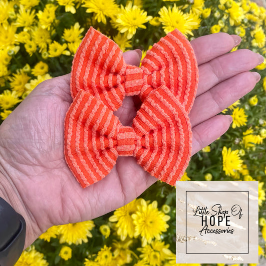 Orange Wavy Rib Bows + Headwraps