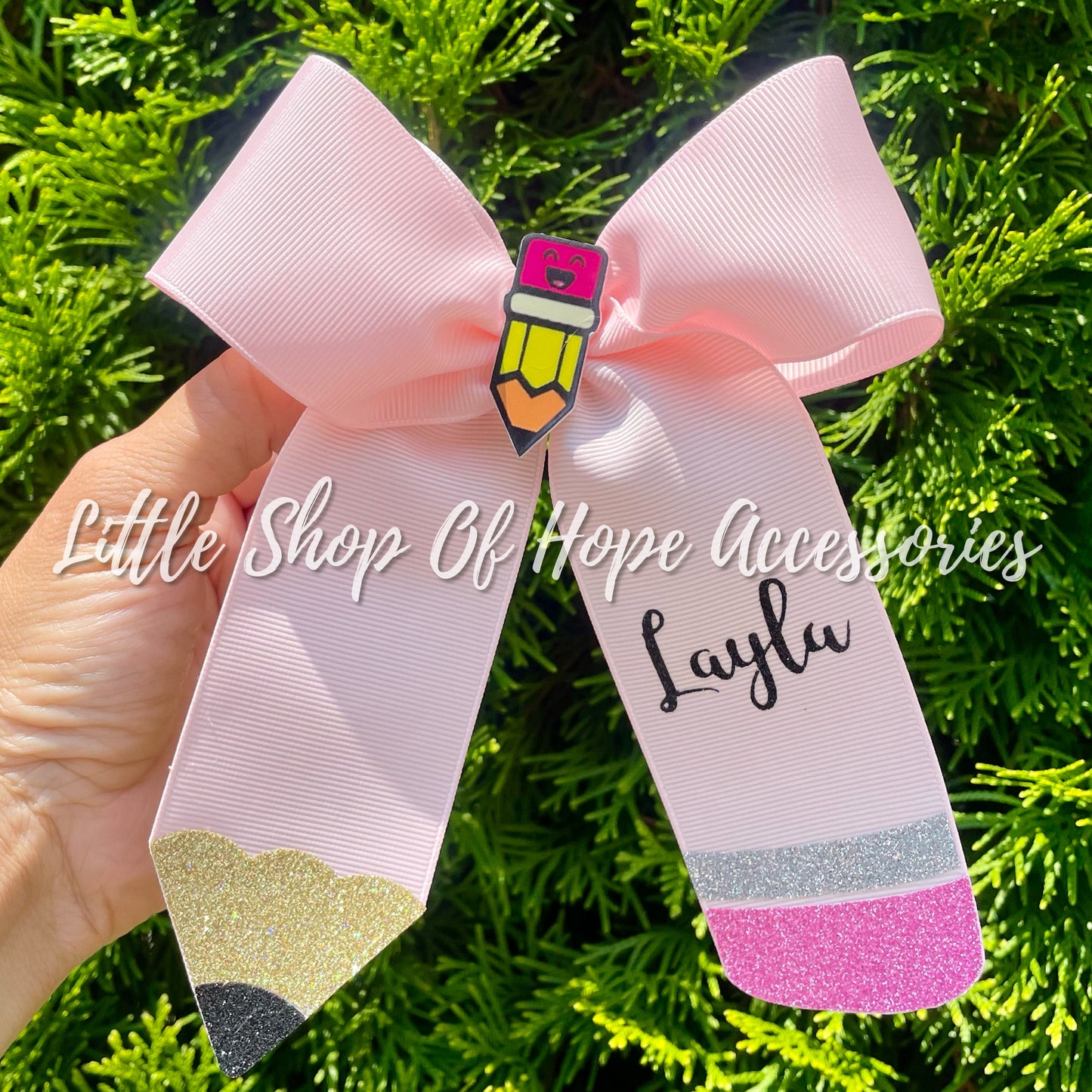 PENCIL Long Tail Ribbon Bows *Personalization Optional