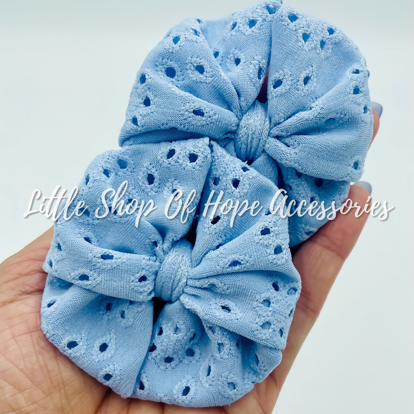 Baby Blue Eyelet Bows + Headwraps