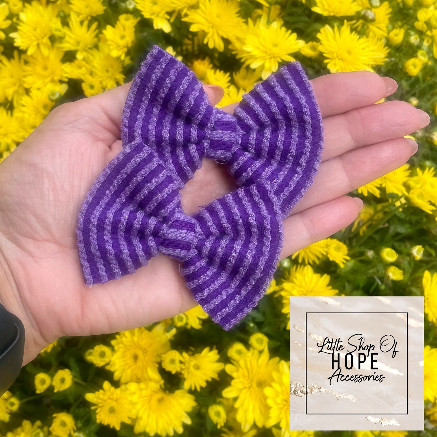 Purple Wavy Rib Bows + Headwraps