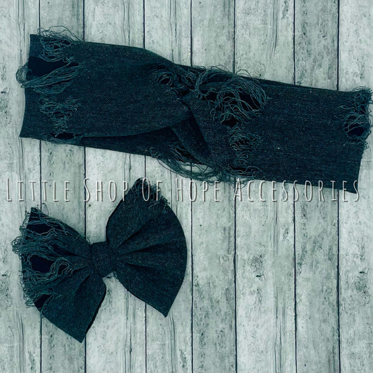 Black Distressed Headbands + Scrunchies