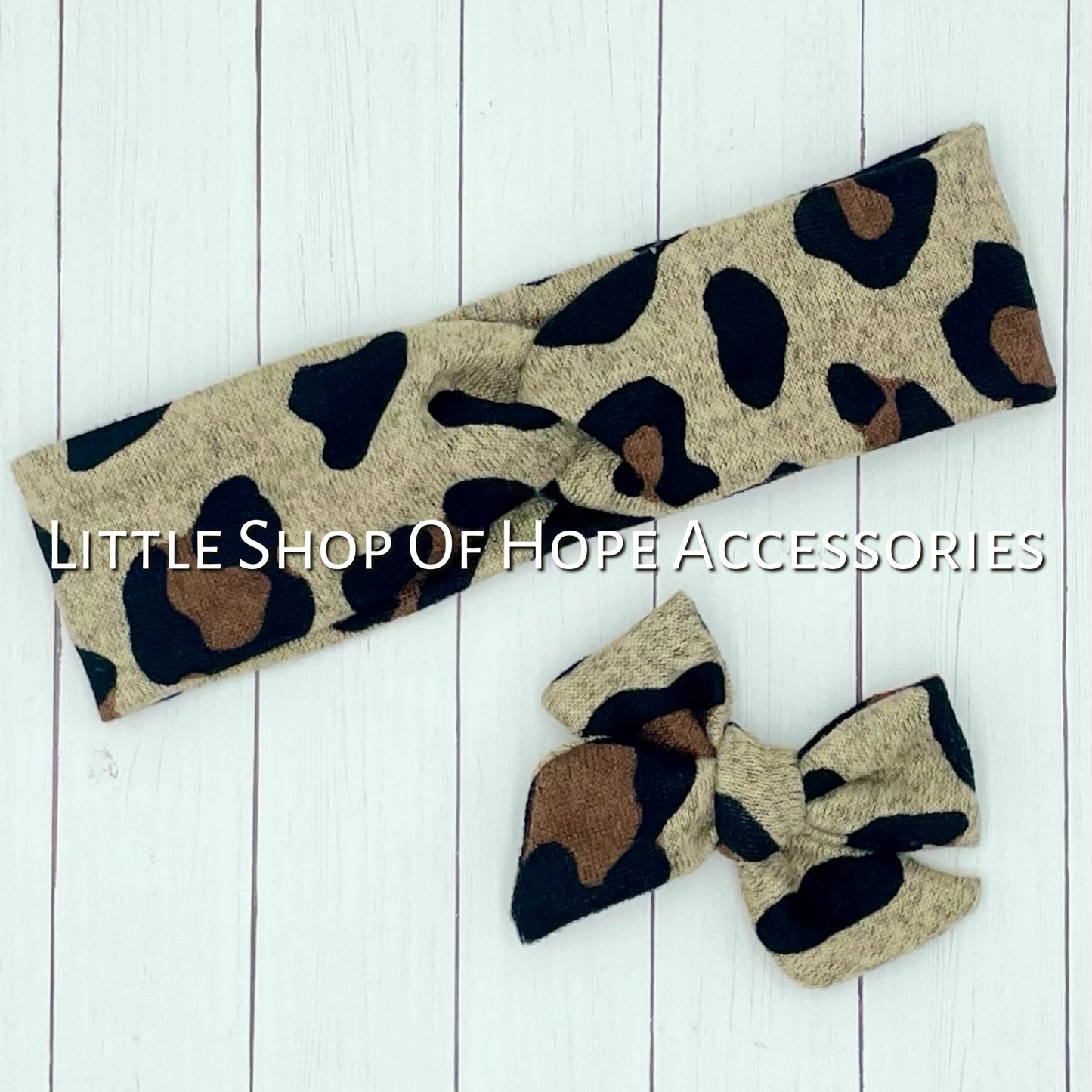 Leopard Knit Bows, Headbands & Scrunchies