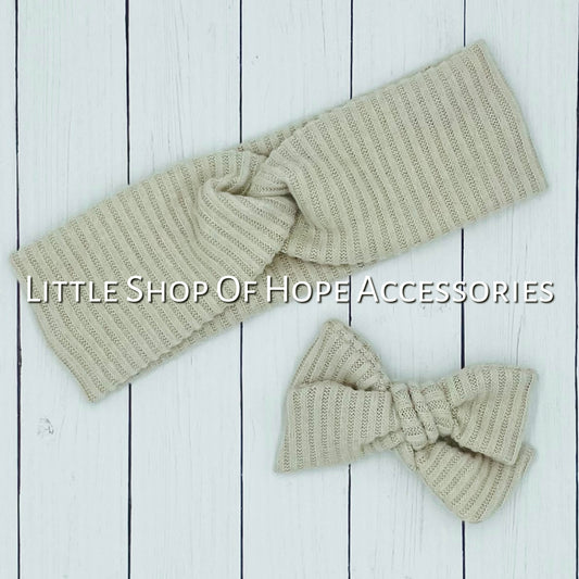 Oatmeal Rib Knit Bows, Headbands & Scrunchies