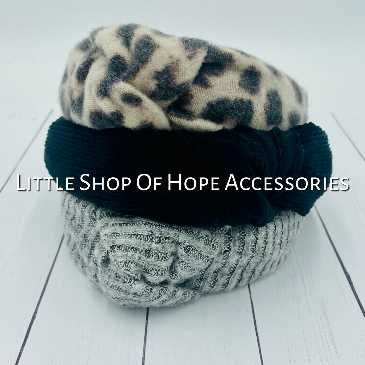 Leopard Knit Bows, Headbands & Scrunchies