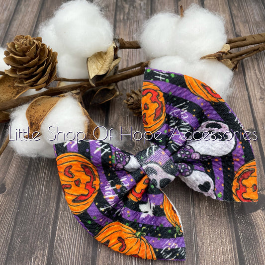 Pumpkin & Skulls Bows + Headwraps