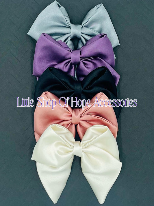 Lake Blue Satin Bows & Scrunchies