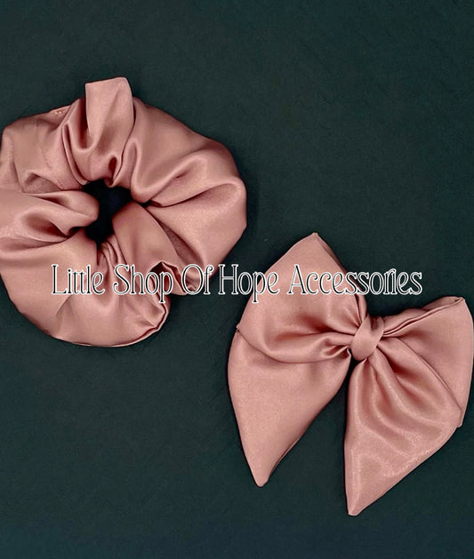 Blush Pink Satin Bows & Scrunchies