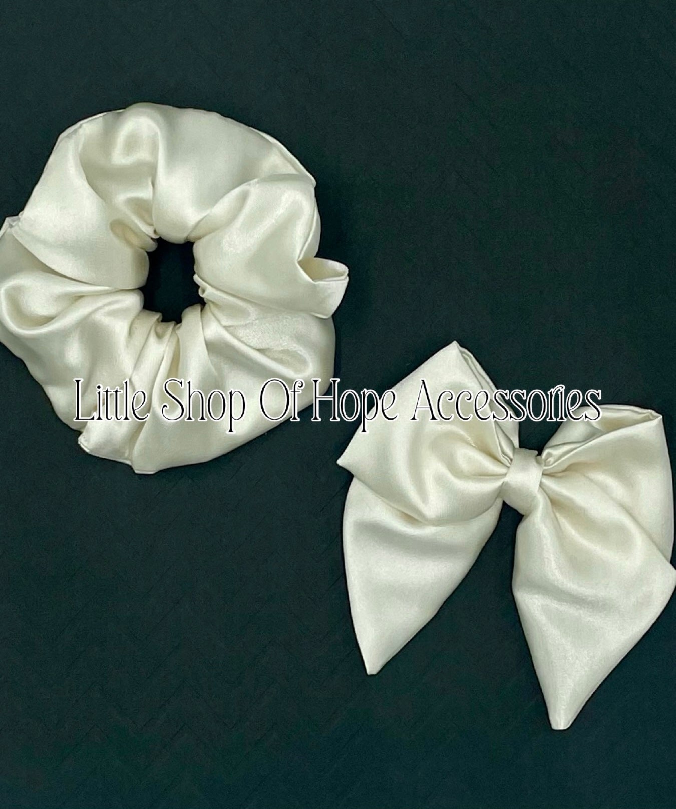 Creamy White Satin Bows & Scrunchies