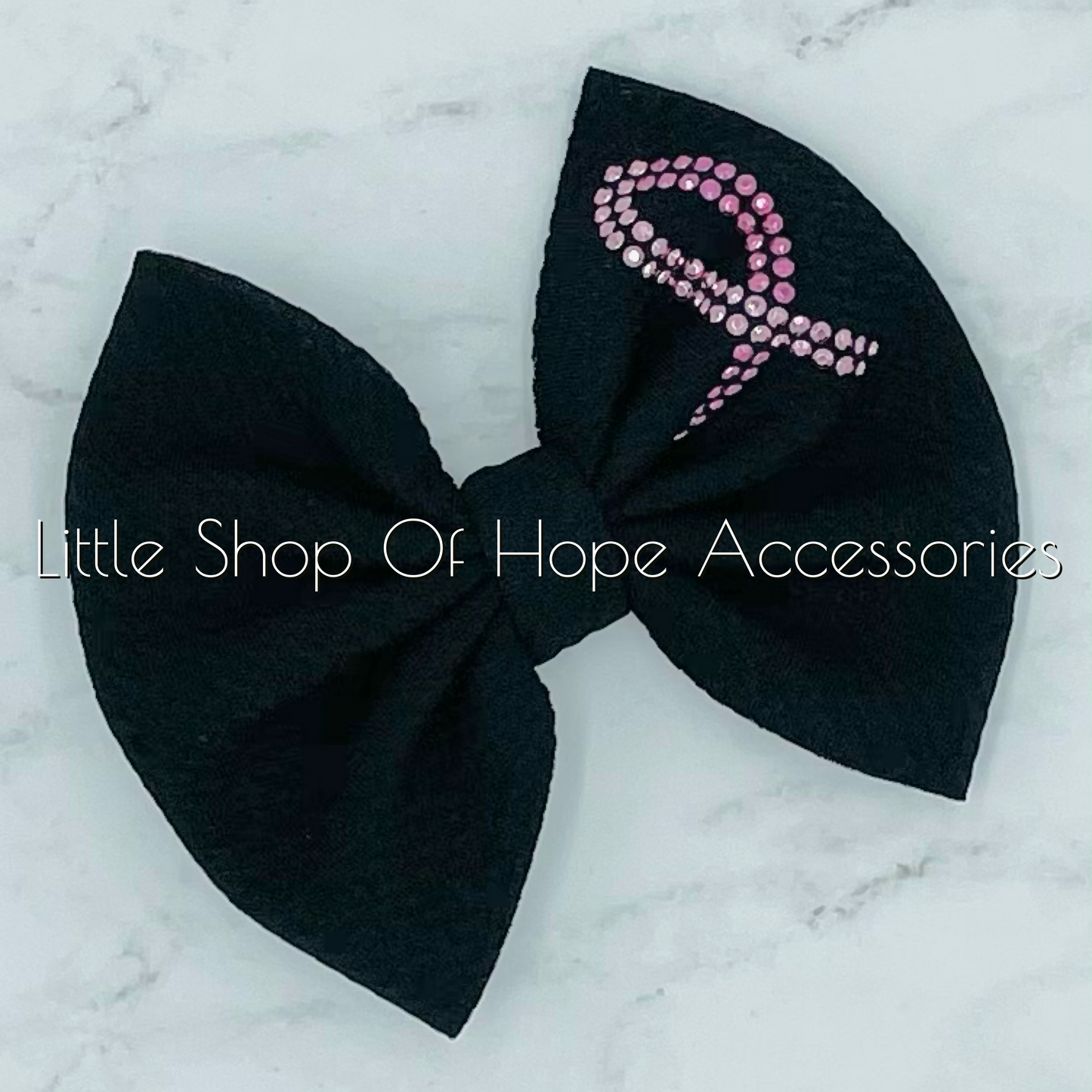 Breast Cancer Rhinestone Ribbon Bows + Headwraps