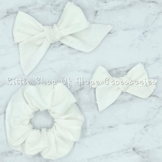 White Dots School Girl Bows + Scrunchies